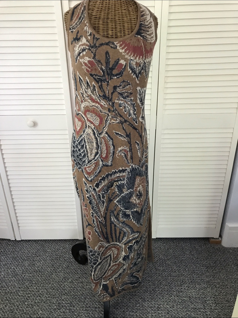 Peruvian Connection Floral Tank Maxi Dress in Tan, Black and Rust